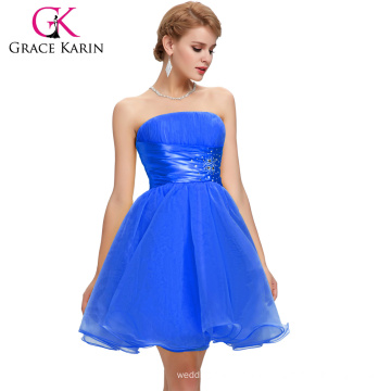 Grace Karin trägerlosen wulstigen kurzen Puffy Blue Heimkehr Kleid CL4097-3